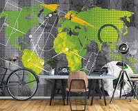 Флизелиновые фотообои в детскую мальчика мяч 416x290 см Карта мира на фоне стратегии футбольного матча (14079VEXXXXL) +клей