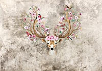 Флизелиновые фотообои с животными 254x184 см Бохо Цветы Арт Абстракция Олень (14081V4)+клей - вид 1 миниатюра