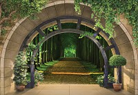Флизелиновые фотообои фото 254x184 см 3D-эффект Арка Терраса Пейзаж Лес (14088V4)+клей - вид 1 миниатюра