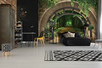 Флизелиновые фотообои с природой арка 368x254 см 3D-эффект Терраса Пейзаж Лес (14088V8) +клей