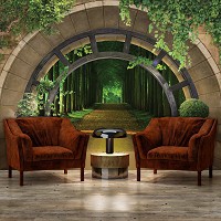Флизелиновые фотообои фото 254x184 см 3D-эффект Арка Терраса Пейзаж Лес (14088V4)+клей - вид 8 миниатюра