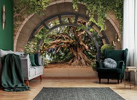Флизелиновые фотообои 254x184 см 3D-эффект Арка Терраса Пейзаж Дерево (14089V4)+клей