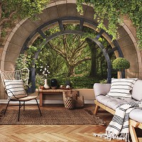Флізелінові фотошпалери ліс арка 416x254 см 3D-ефект Тераса Пейзаж Дерева (14090VEXXXL) +клей
