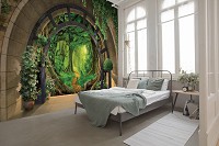 Флизелиновые фотообои деревья арка 368x254 см 3D-эффект Терраса Пейзаж тропического леса (14093V8) +клей