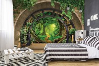 Флизелиновые фотообои арка 312x219 см 3D-эффект Терраса Пейзаж тропического леса (14093VEXXL) +клей