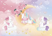 Флизелиновые детские фотообои в комнату 312x219 см Дети Девочки Пастель Единороги и розы (14094VEXXL) +клей - вид 1 миниатюра