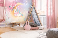 Флизелиновые детские фотообои в комнату 416x290 см Дети Девочки Пастель Единороги и розы (14094VEXXXXL) +клей