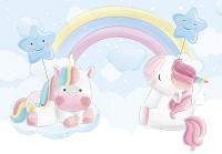 Флізелінові фотошпалери для дівчаток 416x290 см Діти Єдинороги Пастель Акварель Веселка (14095VEXXXXL) +клей - вид 1 мініатюра