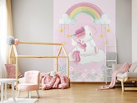 Флизелиновые фотообои 206x275 см Дети Девочки Единорог Радуга Розовый (14096VEA)+клей - вид 6 миниатюра