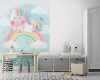 Флизелиновые фотообои для девочки 184x254 см Дети Единорог Пастель Облака и Радуга (14097V4A)+клей - вид 5 миниатюра