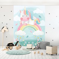 Флизелиновые фотообои для девочки 184x254 см Дети Единорог Пастель Облака и Радуга (14097V4A)+клей - вид 7 миниатюра