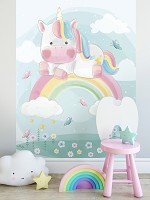 Флизелиновые фотообои для девочки 184x254 см Дети Единорог Пастель Облака и Радуга (14097V4A)+клей - вид 8 миниатюра