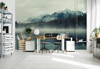 Флизелиновые фотообои пейзаж 368x254 см Природа Горы Лес в тумане (14099V8) +клей