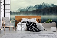 Флизелиновые фотообои пейзаж 416x254 см Природа Горы Лес в тумане (14099VEXXXL) +клей