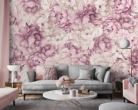 Флизелиновые фотообои в детскую девочке 416x290 см Природа Цветы Темно-розовые Пионы (14101VEXXXXL) +клей