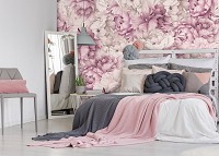 Флізелінові фотошпалери для підлітка дівчинки 368x254 см Природа Квіти Темно-рожеві Півонії (14101V8) +клей