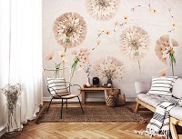 Флизелиновые фотообои фото 416x254 см Природа Цветы Одуванчики Искусство Пастели (14104VEXXXL) +клей
