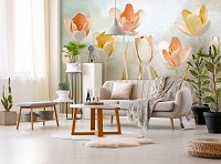 Флизелиновые фотообои на стену 312x219 см Природа Цветы Тюльпаны Абстракция 3D (14105VEXXL) +клей