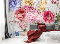 Флізелінові фотошпалери рослини 416x254 см Природа Квіти Великі барвисті півонії (14106VEXXXL) +клей