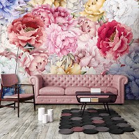 Флізелінові фотошпалери в коридор 254x184 см Природа Квіти Великі барвисті півонії (14106V4)+клей