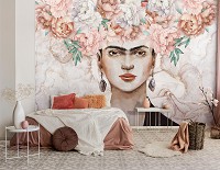 Флизелиновые фотообои на стену 416x290 см Арт Фрида Кало Розовые пионы (14111VEXXXXL)+клей