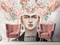 Флізелінові фотошпалери мистецтво 254x184 см Арт Фріда Кало Рожеві півонії (14111V4)+клей - вид 6 мініатюра