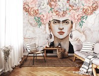 Флизелиновые фотообои искусство 254x184 см Арт Фрида Кало Розовые пионы (14111V4)+клей
