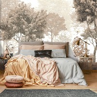 Флизелиновые фотообои 416x254 см Природа Лес Коричневые Деревья Арт (14112VEXXXL) +клей