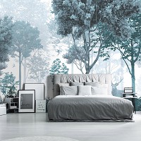 Флизелиновые фотообои 416x254 см Природа Лес Синие Деревья Арт (14113VEXXXL) +клей