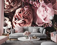 Флизелиновые фотообои 416x254 см 3D Цветы Пудровые розы и пионы (14114VEXXXL) +клей