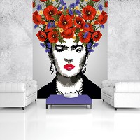 Флизелиновые фотообои 184x254 см Искусство Фрида Кало Цветы Женский Портрет (14117V4A) +клей - вид 5 миниатюра