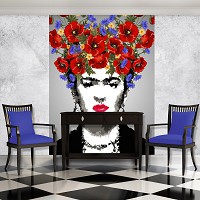 Флизелиновые фотообои 206x275 см Искусство Фрида Кало Цветы Женский Портрет (14117VEA) +клей