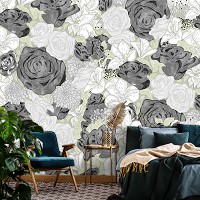Флизелиновые фотообои 416x290 см Природа Цветы Черные и Белые Розы (14123VEXXXXL) +клей