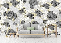Флизелиновые фотообои 416x254 см Природа Цветы Черные и Белые Розы (14123VEXXXL) +клей