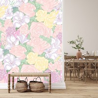 Флизелиновые фотообои на стену 416x254 см Цветы в пастельных тонах (14124VEXXXL) +клей