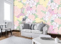 Розовые флизелиновые фотообои Цветы роз в пастельных тонах (14124V)+клей