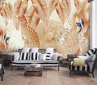 Флизелиновые фотообои в стиле модерн животные 368x254 см Природа Листья Гламур Розовый Гепард (14125V8) +клей