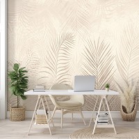 Флизелиновые фотообои в интерьере 520x318 см Большие пальмовые листья на светло-желтом фоне (14132VEXXXXXL) +клей - вид 8 миниатюра