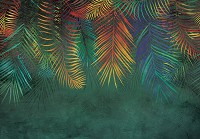 Флізелінові фотошпалери джунглі в інтер'єрі 520x318 см Великі пальмові листи на темно-зеленому тлі (14133VEXXXXXL) +клей - вид 1 мініатюра