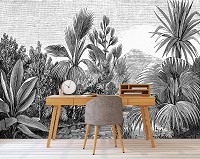 Флизелиновые фотообои дерево 254x184 см Природа черно-белые джунгли (14135V4)+клей