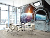 Зд флизелиновые фотообои космос 520x318 см Галактика Станция Земля Вселенная (14136VEXXXXXL) +клей