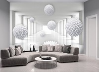 Флизелиновые 3д фотообои 368x254 см Коридор Туннель Сферы в пространстве (14142V8) +клей