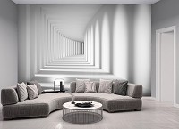 3d флизелиновые фотообои 254x184 см Белый туннель - Пространственный коридор (14143V4)+клей