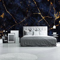Флизелиновые фотообои под камень 416x254 см Темно-синий мрамор с золотом (14144VEXXXL) +клей