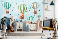 Флизелиновые фотообои для мальчика и девочки 416x290 см Дети Небо Воздушные Шары Звезды (14146VEXXXXL) +клей
