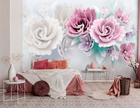 Три де флизелиновые фотообои 520x318 см Природа Цветы 3D Пастель Керамика (14149VEXXXXXL) +клей