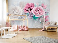 Флизелиновые фотообои три де 416x290 см Природа Цветы 3D Пастель Керамика (14149VEXXXXL)+клей