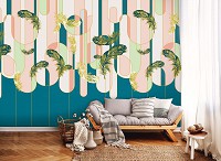 Флизелиновые фотообои ретро 520x318 см Геометрические линии в стиле арт-декор с перьями (14156VEXXXXXL) +клей