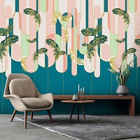 Перья флизелиновые фотообои 254x184 см Геометрические линии в стиле арт-деко (14156V4)+клей