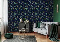 Флизелиновые фотообои на стену 520x318 см в стиле ретро насекомые листья (14158VEXXXXXL) +клей